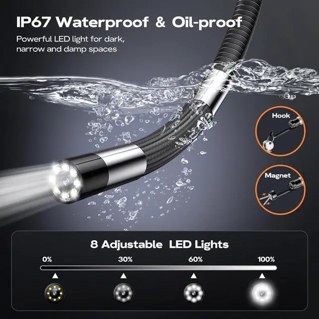 Alt view image 5 of 7 - Bi-Directional Articulating Borescope Camera with Light: Industrial Borescope Inspection Serpentine Camera - Flexible Aperture Borescope Cam with 0.33" Articulating Probe for Mechanical Automotive Eng