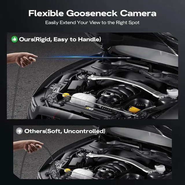 Alt view image 7 of 7 - Bi-Directional Articulating Borescope Camera with Light: Industrial Borescope Inspection Serpentine Camera - Flexible Aperture Borescope Cam with 0.33" Articulating Probe for Mechanical Automotive Eng