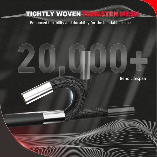 Alt view image 4 of 7 - Bi-directional articulating borescope, 5.5 mm/0.22 in. slim probe, 5 in. lighted industrial borescope camera, 8x zoom 5 ft. flexible serpentine inspection scope for engines, automotive, HVAC