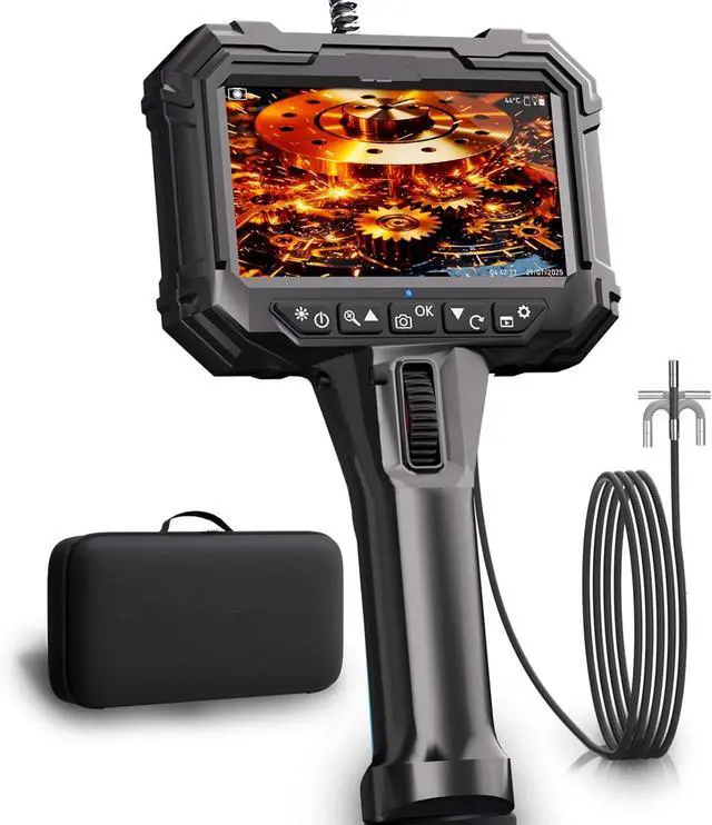 Main image of Bi-directional articulating borescope, 5.5 mm/0.22 in. slim probe, 5 in. lighted industrial borescope camera, 8x zoom 5 ft. flexible serpentine inspection scope for engines, automotive, HVAC