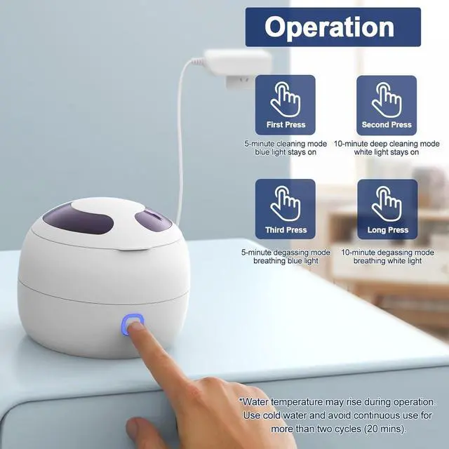 Alt view image 4 of 7 - 2025 Ultrasonic Retainer Cleaner - 45kHz retainer cleaner for night guards, retainers, dentures - 24W dental ultrasonic cleaner with 4 modes, 200ML - Great gift for braces users!