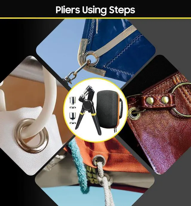 Alt view image 5 of 6 - Grommet Tool Kit 1/2 1/4 3/8 Multi-Size Punch, 608 pcs Heavy Duty Grommet Tool Kit for eyelets and grommets for tarps, fabric loops, leather, tents, vinyl, canvas, etc.