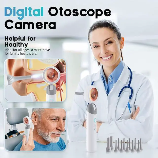 Alt view image 2 of 7 - Otoscope Ear Camera with 1.38-inch Screen, 1080P HD Otoscope and 4 LED Lights for Adults Children and Pets, 12 Silicone Peep Tips, Photo and Video, Type-C Computer Charging, FSA HSA Eligible Items