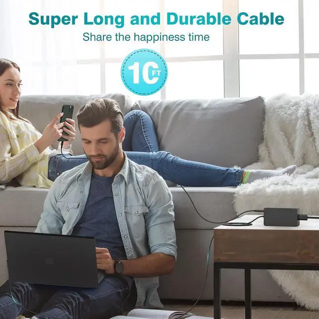 Alt view image 6 of 6 - 65W Charger Compatible with Microsoft Surface Pro 11, 10, 9, 8, 7+, 7, 6, 5, 4, 3, X; Windows Surface Laptop Power Adapter 7/6/5/4/3/2/1; Go Tablet; Book 3/2/1; Supports 44W, 36W; LED; 10FT