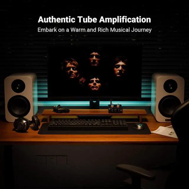 Alt view image 2 of 7 - P3 Tube Preamp Headphone Amplifier Home Audio Preamplifier Mini Vacuum Tube Preamp Receiver Supports Bluetooth aptX LL HD Bass and Treble Tone Control For Hi-Fi Stereo Active Speakers with RCA AUX Jac