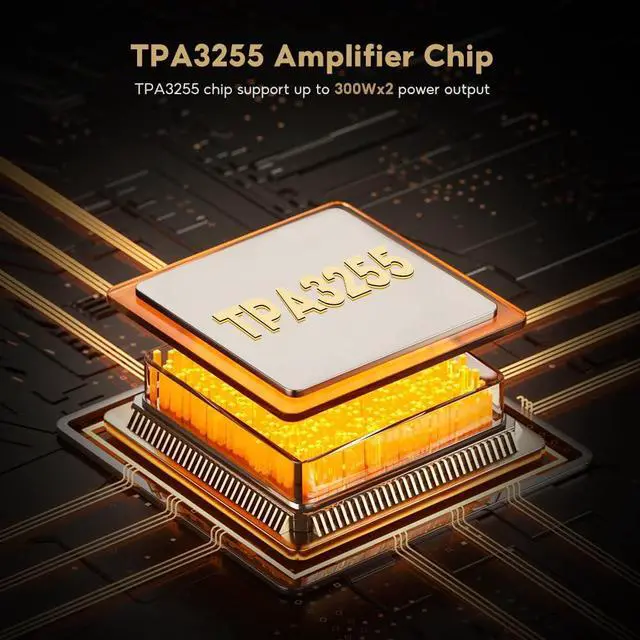 Alt view image 3 of 7 - A07 Advanced TPA3255 Power Amplifier 300Wx2 HiFi Class D Amplifier Mini 2-Channel Stereo Amplifier with Desktop Bookshelf Speaker Preamplifier Home Audio System and DC32V 5A Power Adapter