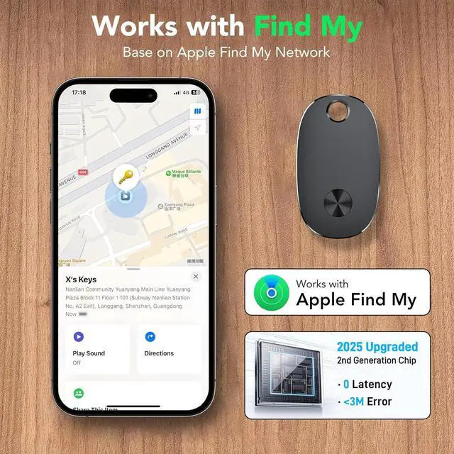 Alt view image 2 of 7 - Tracking Tag - 4-Pack Set, Bluetooth Tracker compatible with Apple's Find My app (iOS only), Key Finder and Item Locator, suitable for luggage, backpacks, suitcases, with replaceable battery, IP67 w