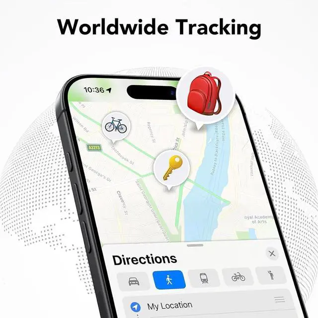 Alt view image 5 of 7 - Tracking Tag - 4-Pack Set, Bluetooth Tracker compatible with Apple's Find My app (iOS only), Key Finder and Item Locator, suitable for luggage, backpacks, suitcases, with replaceable battery, IP67 w