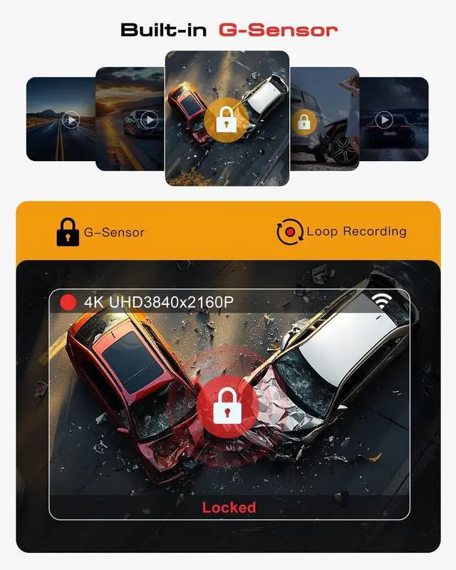 Alt view image 7 of 7 - Front and Rear Dashcam Configuration: 4K + 1080P + 1080P Triple-Channel Dashcam STARVIS 2 Sensor Dash Camera with HDR Night Vision 24-Hour Parking Mode with GPS Free 64GB Card
