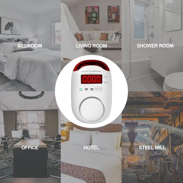 Alt view image 6 of 6 - Carbon monoxide and gas detector insertion type, two-in-one natural gas detector and carbon monoxide alarm, carbon monoxide detector alarm and propane, methane, suitable for household and RV explosive