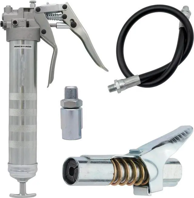 Main image of Professional dual-mode pistol handle oil gun. Including oil couplings, high-quality 20-inch hoses and linear hose rotators