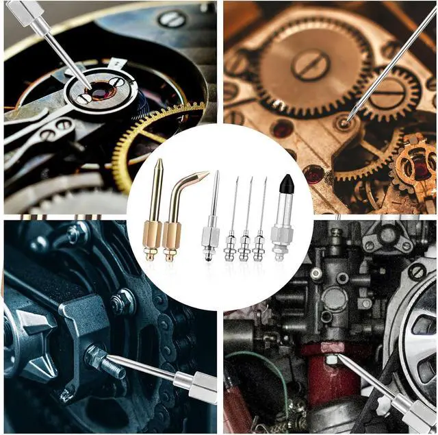 Alt view image 7 of 7 - A 7-piece oil gun accessory kit, including 3 grease nozzles, 1 needle distributor, rubber head connector, straight nozzle, and 1 needle elbow connector adapter suitable for narrow Spaces