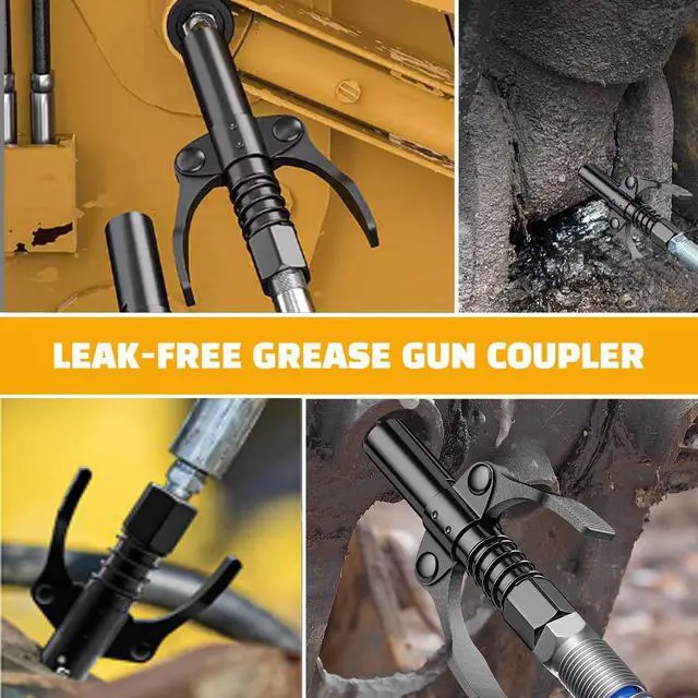 Alt view image 7 of 7 - Grease gun connector, leak-proof grease gun head with quick lock release, high pressure 10,000 PSI, 6-port thickened grease gun connector, compatible with 1/8-inch NPT grease gun kit