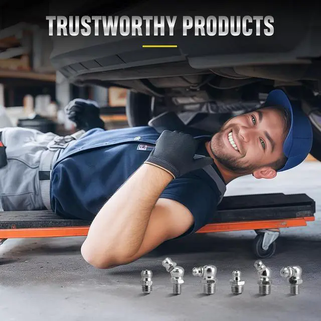 Alt view image 7 of 7 - 110-piece set of grease connector kit, SAE grease connector combination: 1/4-inch 1/8-inch straight 45-inch 90-degree bevel Zek grease connector, galvanized steel grease Zek kit, for replacing damaged