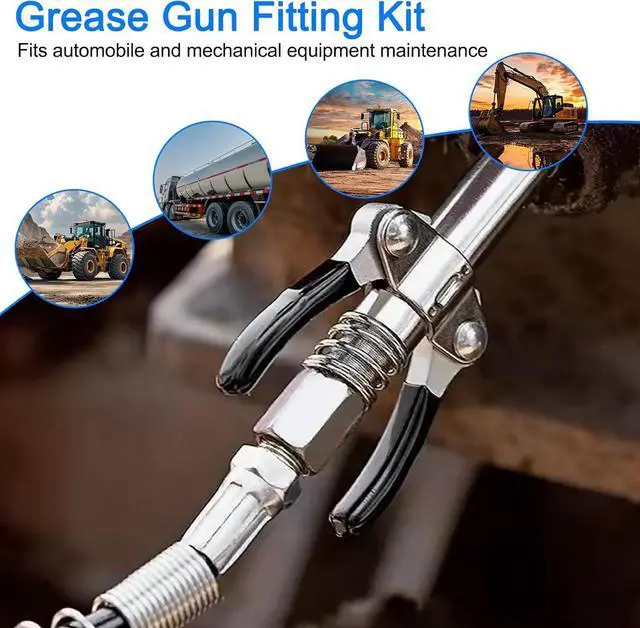 Alt view image 2 of 7 - Grease gun connector set - 12000 PSI locking grease gun head for quick locking of grease gun connectors, 90-degree grease gun nozzle can be installed with all 1/8-inch NPT grease gun connectors