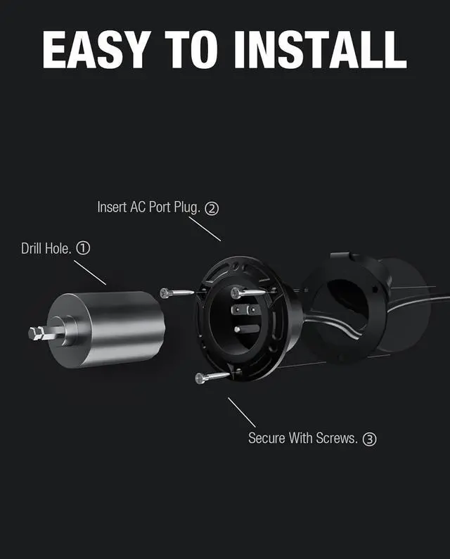Alt view image 5 of 7 - New 20A 125V AC power plug, 12AWG heavy-duty RV shore power plug with 5-in-1 T-nut adapter and dual 16-inch cords, waterproof AC power outlet box, integrated outdoor power socket