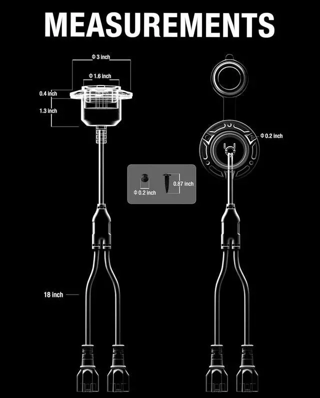 Alt view image 6 of 7 - New 20A 125V AC power plug, 12AWG heavy-duty RV shore power plug with 5-in-1 T-nut adapter and dual 16-inch cords, waterproof AC power outlet box, integrated outdoor power socket