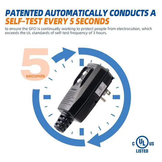 Alt view image 2 of 7 - Automatic monitoring for leakage protection socket replacement components, automatically resetting 15-ampere grounded three-wire, three-pronged for high-pressure cleaners, pool pumps, etc., UL certifi