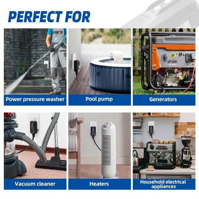 Alt view image 4 of 7 - Automatic monitoring for leakage protection socket replacement components, automatically resetting 15-ampere grounded three-wire, three-pronged for high-pressure cleaners, pool pumps, etc., UL certifi