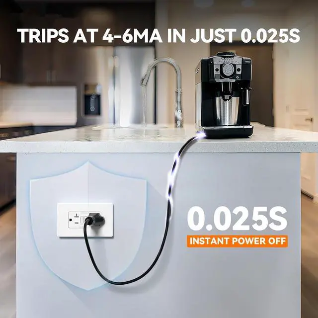 Alt view image 2 of 7 - GFCI socket 20 amps, self-testing GFI power socket, thinner design, TR explosion-proof GFCI socket, wall-mounted circuit breaker with fault protection, UL certified, matte white, one set
