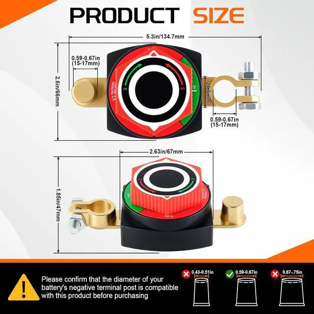 Alt view image 2 of 6 - The battery disconnect switch with a voltmeter display shows that the 5-80V automotive battery shutdown main switch, negative terminal isolator, suitable for RVs/ trucks/ships, digital display for bat