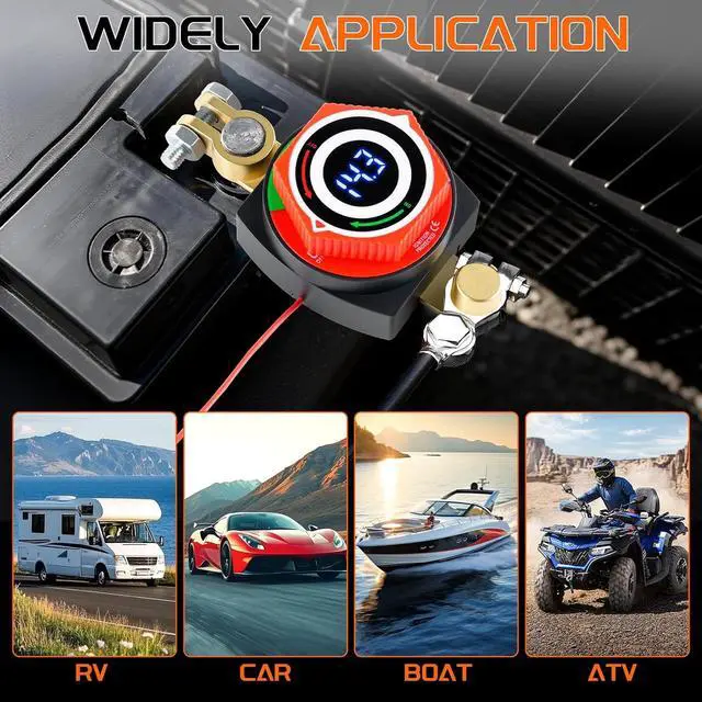 Alt view image 6 of 6 - The battery disconnect switch with a voltmeter display shows that the 5-80V automotive battery shutdown main switch, negative terminal isolator, suitable for RVs/ trucks/ships, digital display for bat