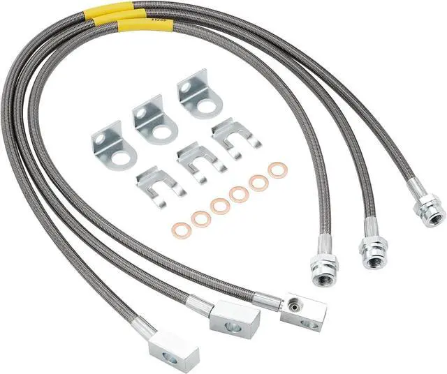 Main image of 89715 Stainless Steel Brake Lines, Front and Rear Extended Brake Lines (89702 and 89703), for 4- to 6-inch lifts, compatible with 19872006 4WD Jeep Wrangler TJ, YJ, and XJ models, and 19842001 2WD/4