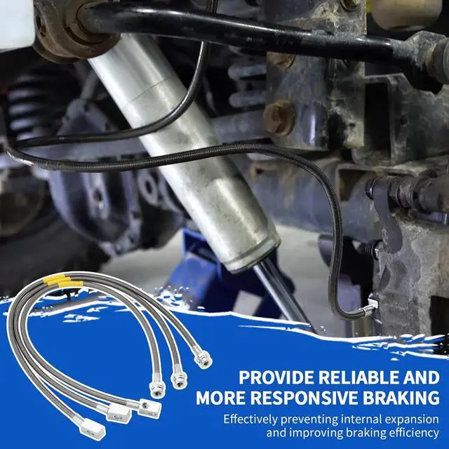 Alt view image 6 of 7 - 89715 Stainless Steel Brake Lines, Front and Rear Extended Brake Lines (89702 and 89703), for 4- to 6-inch lifts, compatible with 19872006 4WD Jeep Wrangler TJ, YJ, and XJ models, and 19842001 2WD/4