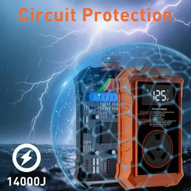 Alt view image 2 of 7 - RV Surge Protector, 30 Amps, 14,000 Joules; Waterproof RV Circuit Analyzer with Smart LED Display; Surge Protector with High/Low Voltage Protection; RV Voltage Protector for RVs and Travel Trailers