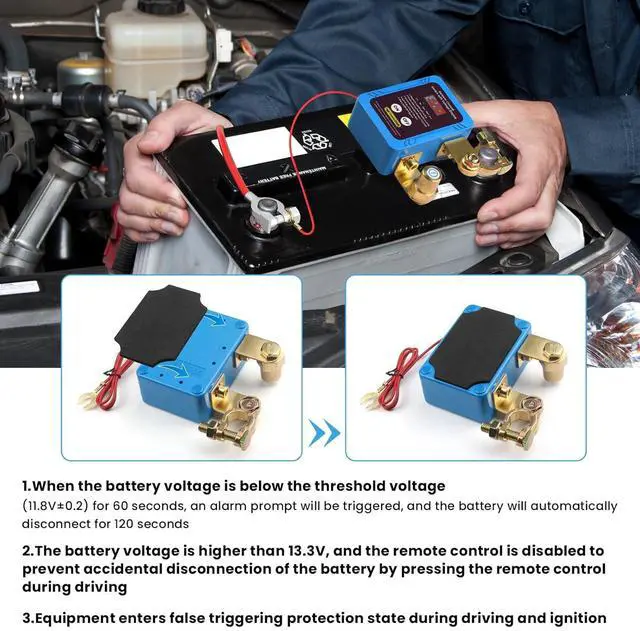 Alt view image 4 of 7 - 250A 12V Remote Battery Disconnect Switch, Upgraded Smart Voltage Cut-Off Switch with LED Voltage Display, Anti-Theft Security Switch for Car, Truck, and RV Batteries (Vertical or Horizontal Installat