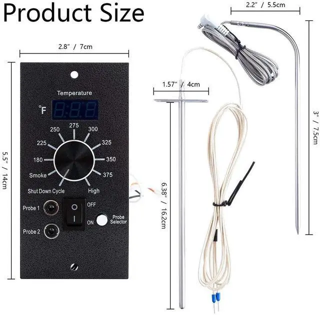 Alt view image 3 of 6 - Digital Pro Controller for Traeger Grill Control Panel Replacement, Complete with Meat Probe and Thermostat Board Sensor