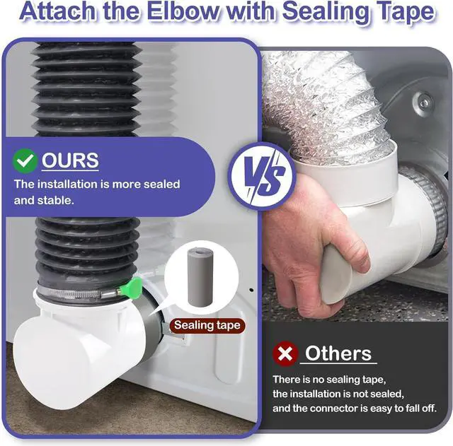 Alt view image 4 of 7 - Compact space dryer vent pipes, indoor dryer vent pipes, dryer vent hose kits, 90-degree dryer vent elbows, dryer vent connector kits, dryer vent pipes, dryer vent adapters, and vacuum hose accessorie