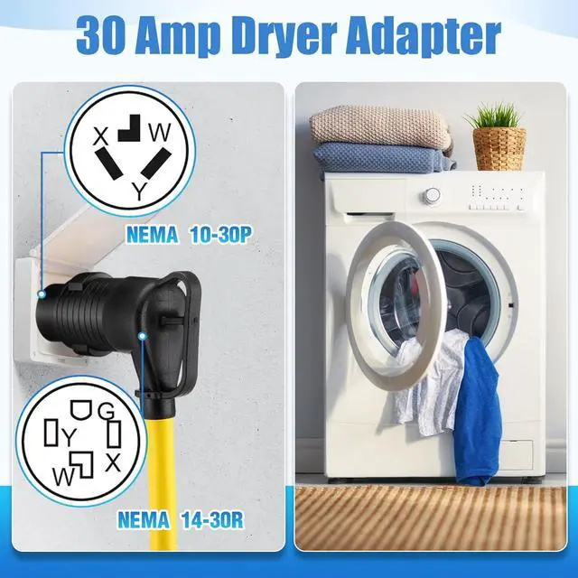 Alt view image 2 of 7 - Dryer Adapter Compatible with NEMA 10-30P to 14-30R, 3-Pin to 4-Socket, Dryer Adapter, Converts 10-30P Plug to 14-30R Outlet, 220V 30-Amp 4-Pin New-Style Dryer to 3-Pin Old-Style Household Adapter