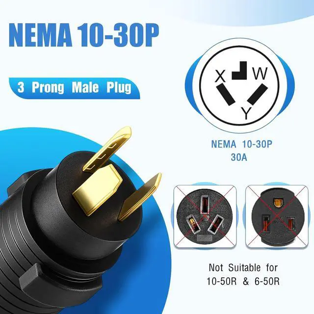 Alt view image 3 of 7 - Dryer Adapter Compatible with NEMA 10-30P to 14-30R, 3-Pin to 4-Socket, Dryer Adapter, Converts 10-30P Plug to 14-30R Outlet, 220V 30-Amp 4-Pin New-Style Dryer to 3-Pin Old-Style Household Adapter