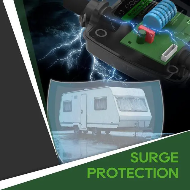Alt view image 2 of 7 - Surge Protector 30 A to 110 V RV Adapter with Overload Protection, NEMA 5-15P to NEMA TT-30R Power Adapter, 2 Feet, Green, ETL Certified