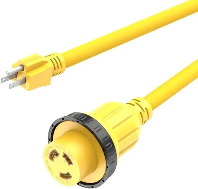 Alt view image 5 of 6 - 1-foot 30-amp to 15-amp marine and RV adapter with NEMA cable, 5-15P to L5-30R, 10 AWG 15-amp male to 30-amp female twist-lock power adapter, marine shore power 30A 125V outlet to 110V 15A household