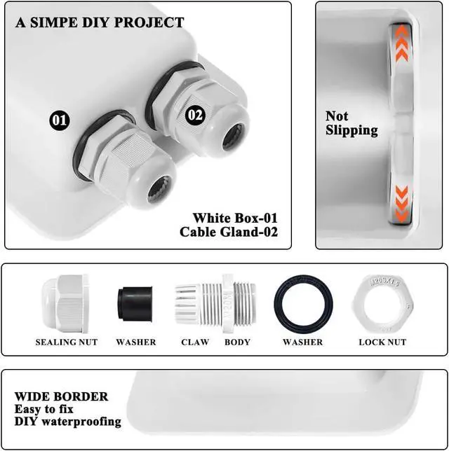 Alt view image 3 of 7 - Waterproof ABS solar dual-input socket, compatible with all cable types ranging from 2 mm² to 6 mm², suitable for solar projects in RVs, campers, boats, and more