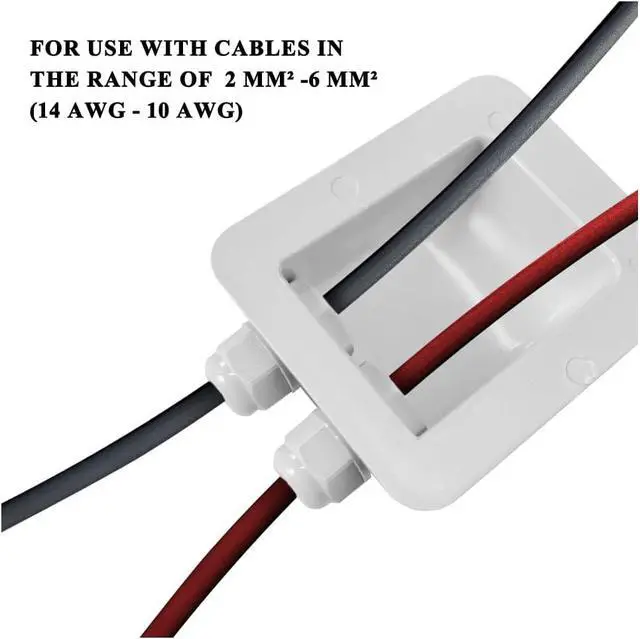 Alt view image 4 of 7 - Waterproof ABS solar dual-input socket, compatible with all cable types ranging from 2 mm² to 6 mm², suitable for solar projects in RVs, campers, boats, and more