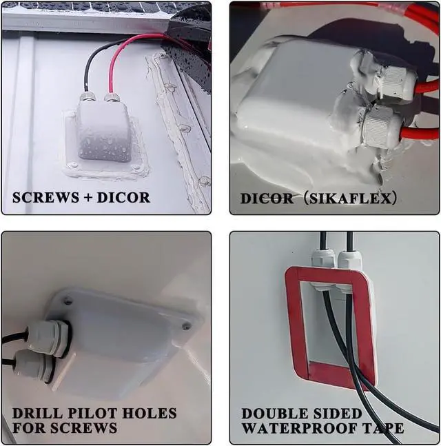 Alt view image 5 of 7 - Waterproof ABS solar dual-input socket, compatible with all cable types ranging from 2 mm² to 6 mm², suitable for solar projects in RVs, campers, boats, and more