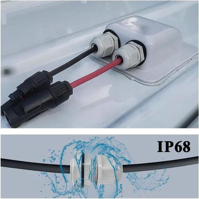 Alt view image 6 of 7 - Waterproof ABS solar dual-input socket, compatible with all cable types ranging from 2 mm² to 6 mm², suitable for solar projects in RVs, campers, boats, and more