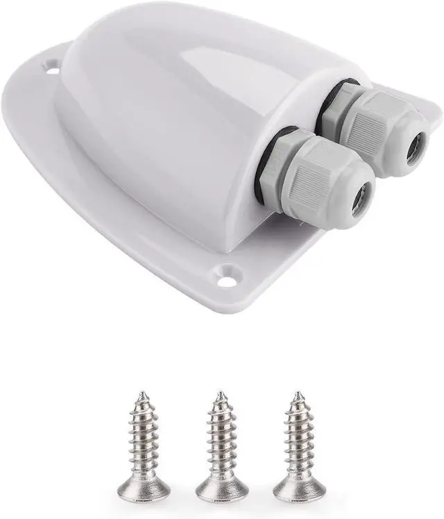Main image of White solar dual-cable entry junction box, waterproof ABS solar entry housing for RV roofs, suitable for RVs, boats, yachts, and rooftops (white)