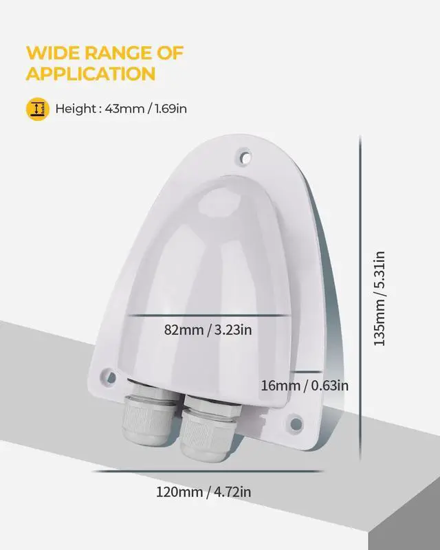 Alt view image 4 of 7 - White solar dual-cable entry junction box, waterproof ABS solar entry housing for RV roofs, suitable for RVs, boats, yachts, and rooftops (white)