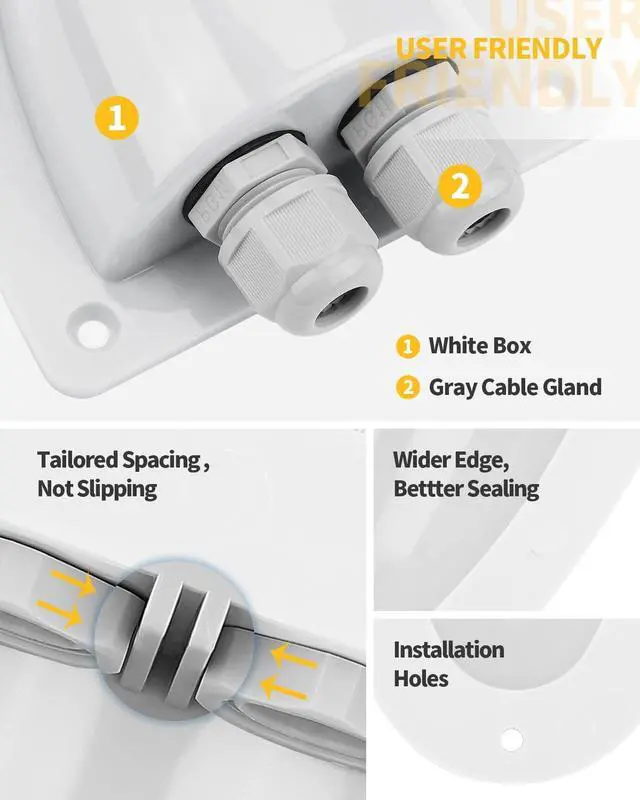 Alt view image 5 of 7 - White solar dual-cable entry junction box, waterproof ABS solar entry housing for RV roofs, suitable for RVs, boats, yachts, and rooftops (white)