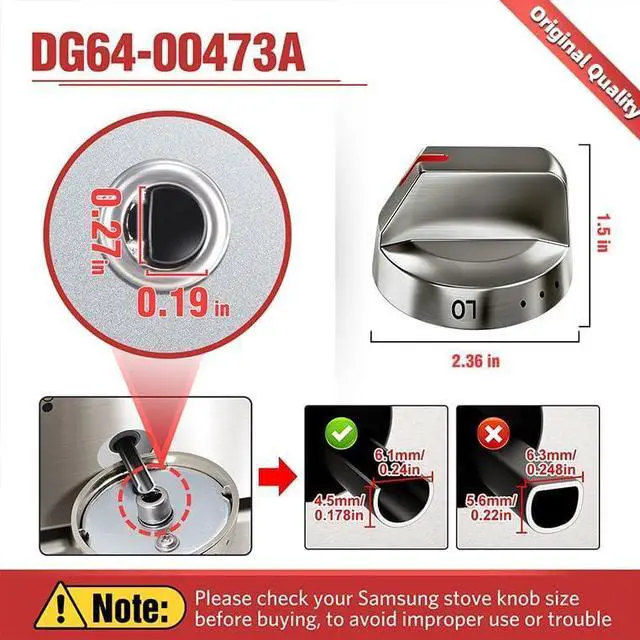 Alt view image 3 of 7 - DG64-00473A Stove Knobs, Oven Knobs, Gas Burner Control Knobs Compatible with Samsung Stove Tops (Replacement Parts for NX58H5600SS, NX58H5650WS, NX58M6850SS, NX58F5700WS, NX58J7750SS) 5-Piece Set