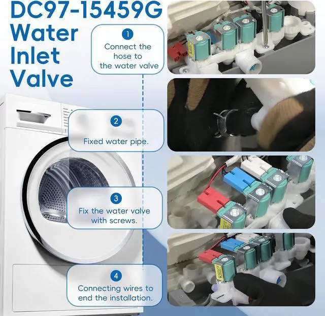 Alt view image 5 of 6 - Upgrade Water Valve for Samsung Washing Machines: WA50R5200AW / US WA45H7000AW/A2, WA45M7050AW, WA422PRHDWR/AA, WA45H7000AW/AA, WA45H7000AP/A2, WA50R5400AV / US DC97-15459H - Comes with a 5-year warra