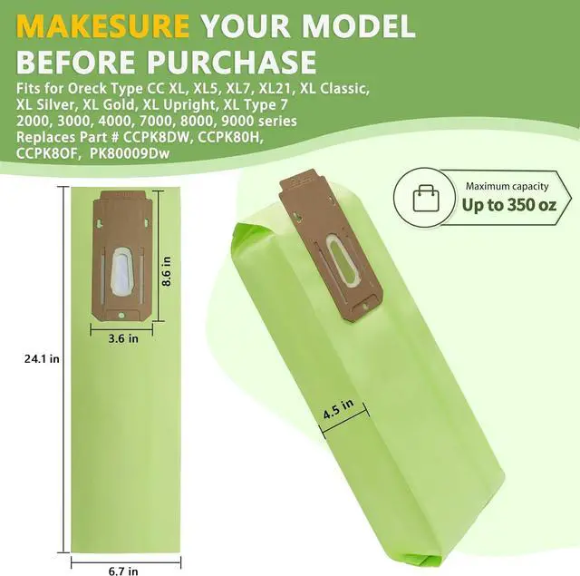 Alt view image 4 of 7 - Set of 8 vacuum cleaner replacement parts, compatible with Oreck Type CC, XL2, XL7, and XL21 upright vacuum cleaners, as well as all Oreck XL upright vacuum cleaners. Replacement parts #CCPK8DW, CCPK8