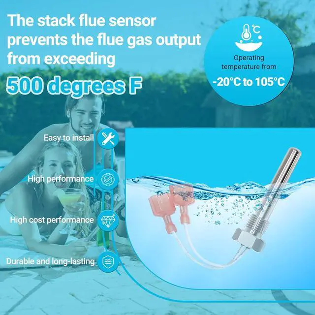 Alt view image 4 of 7 - 42002-0024S Pentair Sta-Rite MasterTemp Max-E-Therm Pool and Spa Heater Electrical System Chimney Sensor Replacement for SR200, SR333, and SR400 Models