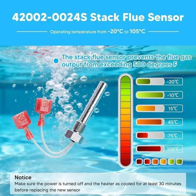 Alt view image 4 of 7 - 42002-0024S Chimney Flue Sensor and 42001-0063S Upper Limit Switch Replacement for the Pentair Sta-Rite MasterTemp Max-E-Therm Pool and Spa Heater Electrical System