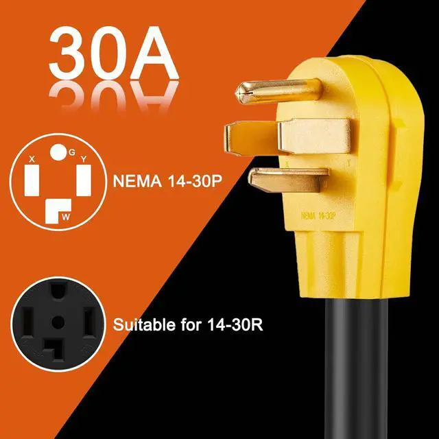 Alt view image 4 of 7 - 4-pin to 3-pin dryer adapter, NEMA 14-30P male to 10-30R female, converts a 4-pin new dryer plug to a 3-pin old dryer connector, 30A 250V, STW 10 AWG, ETL listed
