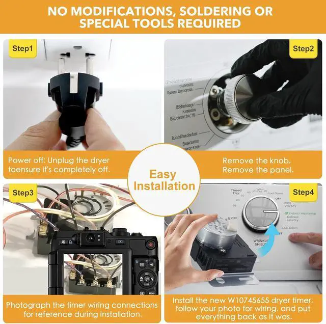 Alt view image 4 of 6 - W10745655 W10436308 Dryer Timer Replacement, Genuine OEM Quality, Replaces WPW10745655, W10857612, AP6003908, PS11731366; fits Whirlpool, Maytag, Amana, Admiral, and Roper dryers; 2-year warranty